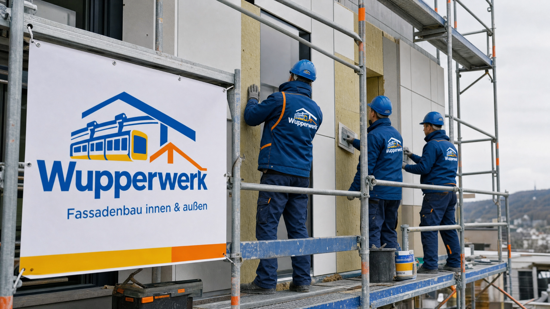 Wupperwerk Team beim Fassadenbau in Wuppertal